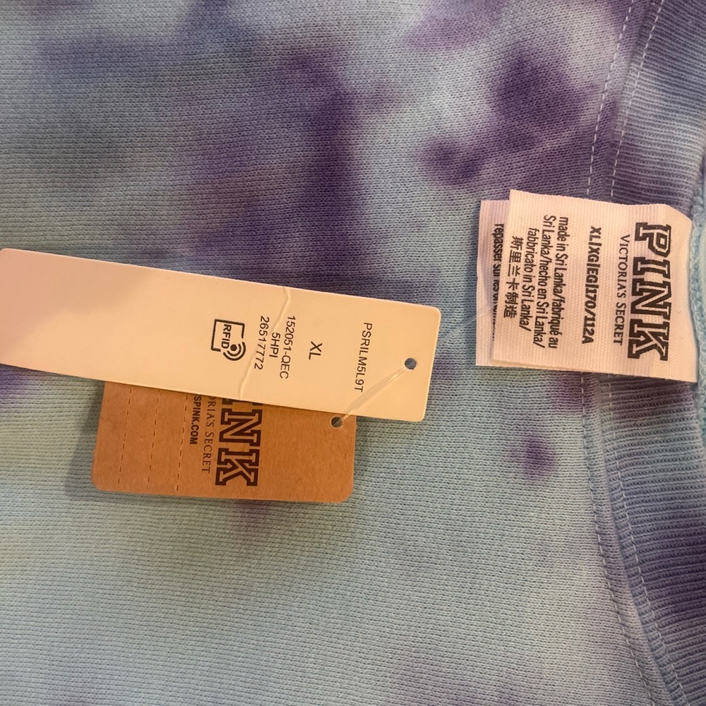 NWT PINK Victoria's Secret Women's Tie-Dye Sleepwear Top - Blue and Purple